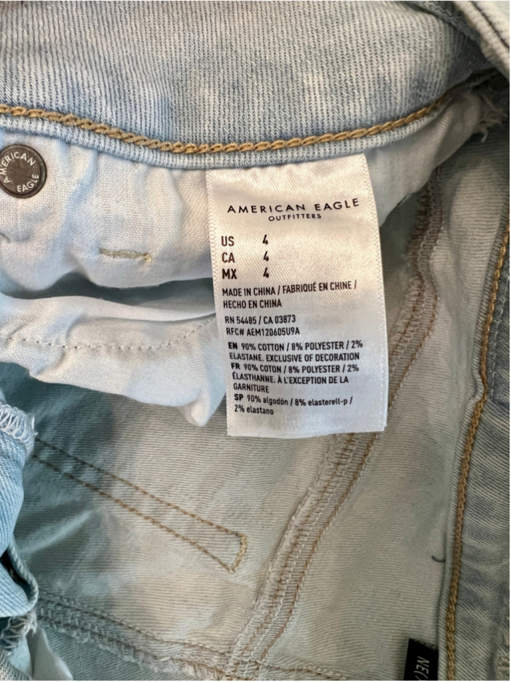 American Eagle Ne(x)t Level Stretch Distressed Shortie Denim Shorts - Size 4 - Picture 6 of 6